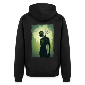 Zombie Illustration Minimalist Design - Unisex Premium Organic Zip Hoodie - black - Back - Nico (187cm)