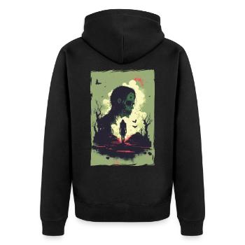 Zombie Illustration Minimalist Design - Unisex Premium Organic Zip Hoodie - black - Back - Nico (187cm)