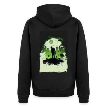Zombie Illustration Minimalist Design - Unisex Premium Organic Zip Hoodie - black - Back - Nico (187cm)