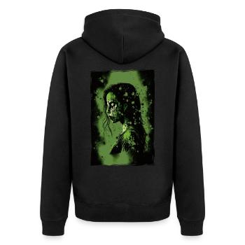 Zombie Illustration Minimalist Design - Unisex Premium Organic Zip Hoodie - black - Back - Nico (187cm)
