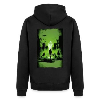 Zombie Illustration Minimalist Design - Unisex Premium Organic Zip Hoodie - black - Back - Nico (187cm)