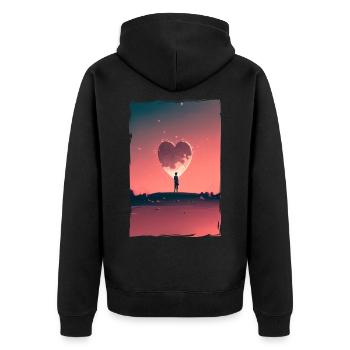 Amour Illustration Design Minimaliste - Veste à capuche bio Premium Unisexe - noir - Dos - Nico (187cm)