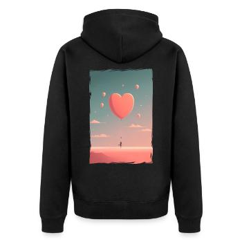 Amour Illustration Design Minimaliste - Veste à capuche bio Premium Unisexe - noir - Dos - Nico (187cm)