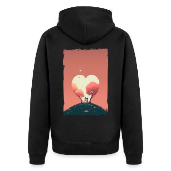 Amour Illustration Design Minimaliste - Veste à capuche bio Premium Unisexe - noir - Dos - Nico (187cm)