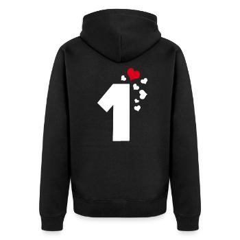 1 Heart Number One 1st Anniversary - Unisex Premium Organic Zip Hoodie - black - Back - Nico (187cm)