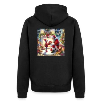 Santa Claus giving a gift Illustration Gift for - Unisex Premium Organic Zip Hoodie - black - Back - Nico (187cm)