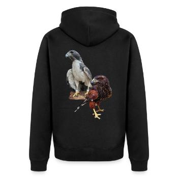 Hawks - Unisex Premium Organic Zip Hoodie - black - Back - Nico (187cm)