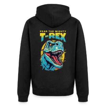 T-Rex Dinosaur Dino Tyrannosaurus Rex Vintage - Unisex Premium Organic Zip Hoodie - black - Back - Nico (187cm)