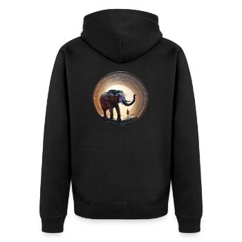 elefant,kreis,gold,aquarell,ornament - Unisex Premium Bio Zip Hoodie - Schwarz - Hinten - Nico (187cm)