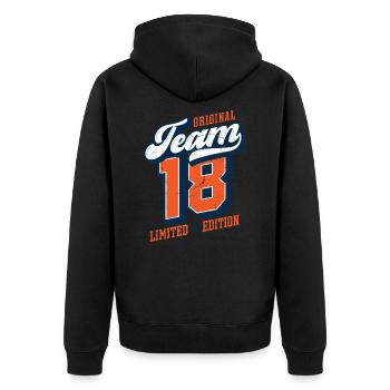 Original Team 18 - Limited Edition - Unisex Premium Organic Zip Hoodie - black - Back - Nico (187cm)