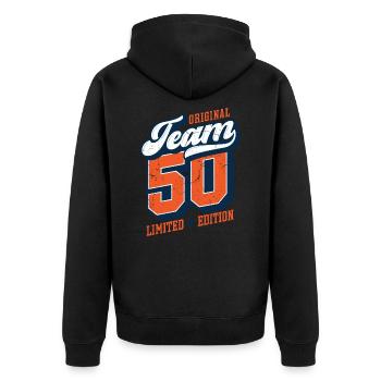 Original Team 50 - Limited Edition - Unisex Premium Organic Zip Hoodie - black - Back - Nico (187cm)