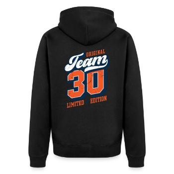 Original Team 30 - Limited Edition - Unisex Premium Organic Zip Hoodie - black - Back - Nico (187cm)