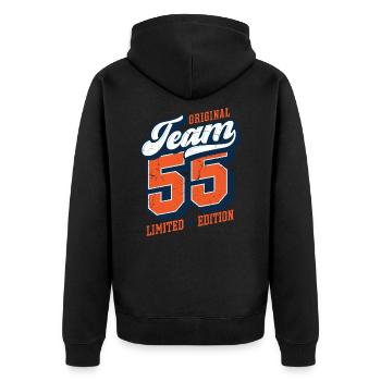 Original Team 55 - Limited Edition - Unisex Premium Organic Zip Hoodie - black - Back - Nico (187cm)