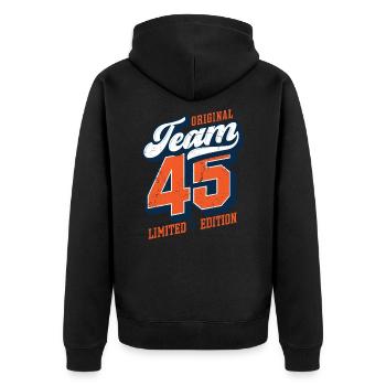 Original Team 45 - Limited Edition - Unisex Premium Organic Zip Hoodie - black - Back - Nico (187cm)