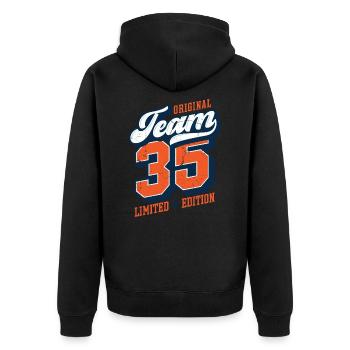 Original Team 35 - Limited Edition - Unisex Premium Organic Zip Hoodie - black - Back - Nico (187cm)
