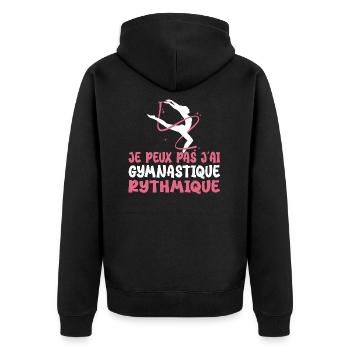 Ich kann nicht Ich habe Vintage Rhythmic Gym Frau - Unisex Premium Bio Zip Hoodie - Schwarz - Hinten - Nico (187cm)
