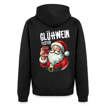 Glühwein Tester Weihnachtsmann Weihnachtsmarkt - Unisex Premium Bio Zip Hoodie - Schwarz - Hinten - Nico (187cm)