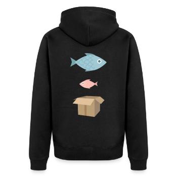 Gros poisson, petit poisson, boîte en carton - Veste à capuche bio Premium Unisexe - noir - Dos - Nico (187cm)
