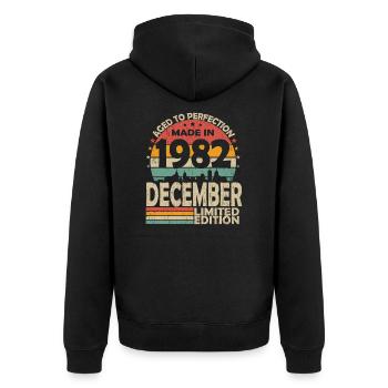 Décembre 1982 Vintage Retro Anniversaire - Veste à capuche bio Premium Unisexe - noir - Dos - Nico (187cm)