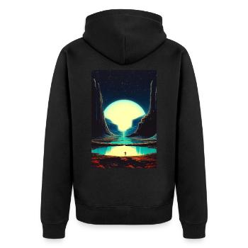 Nie mit dir verloren - Unisex Premium Bio Zip Hoodie - Schwarz - Hinten - Nico (187cm)