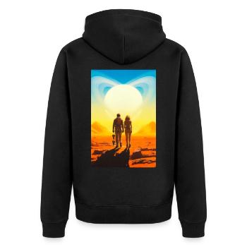 Saturn Liebe - Unisex Premium Bio Zip Hoodie - Schwarz - Hinten - Nico (187cm)