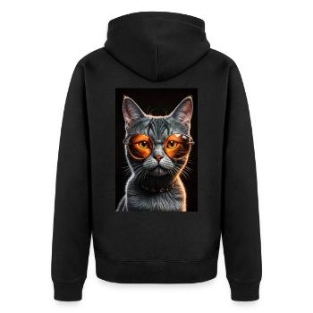 Chat avec des lunettes de soleil élégantes - Veste à capuche bio Premium Unisexe - noir - Dos - Nico (187cm)