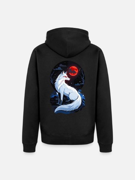 White Fox - Unisex Premium Organic Zip Hoodie - black