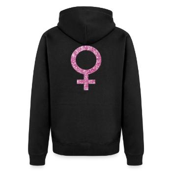 venus e 60 - Unisex Premium Bio Zip Hoodie - Schwarz - Hinten - Nico (187cm)