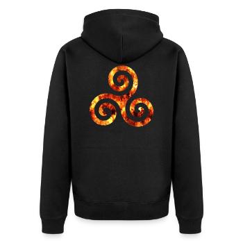 keltisches symbol 1 feuer - Unisex Premium Bio Zip Hoodie - Schwarz - Hinten - Nico (187cm)