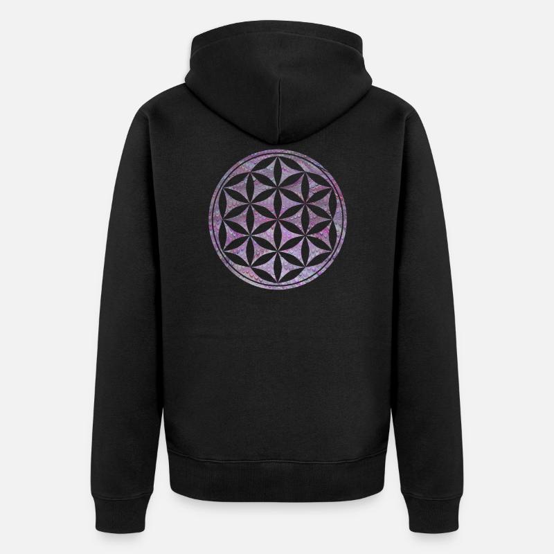 blume des lebens e 62 - Unisex Premium Bio Zip Hoodie - Schwarz