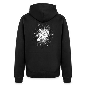 Vegvisir Viking Compass Futhark - Unisex Premium Organic Zip Hoodie - black - Back - Nico (187cm)