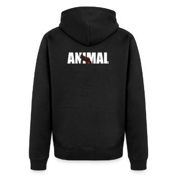 Animal Work Out Weight Lifting Gym - Unisex Premium Organic Zip Hoodie - black - Back - Nico (187cm)