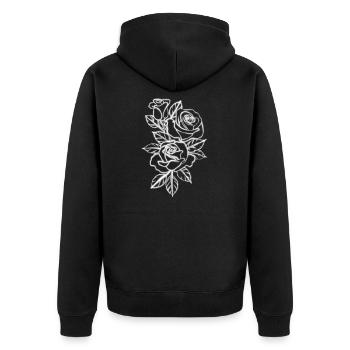 Chemise de Roses blanches Fleurs Esthétique Rétro élégant - Veste à capuche bio Premium Unisexe - noir - Dos - Nico (187cm)