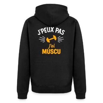 J’peux pas, j’ai muscu Sport Musculation Humour - Veste à capuche bio Premium Unisexe - noir - Dos - Nico (187cm)