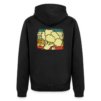 Brokkoli - Unisex Premium Bio Zip Hoodie - Schwarz - Hinten - Nico (187cm)