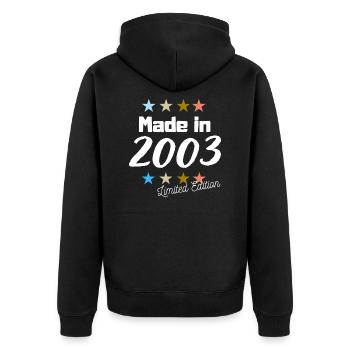 Fabriqué en 2003 Édition Limitée Vintage Anniversaire - Veste à capuche bio Premium Unisexe - noir - Dos - Nico (187cm)