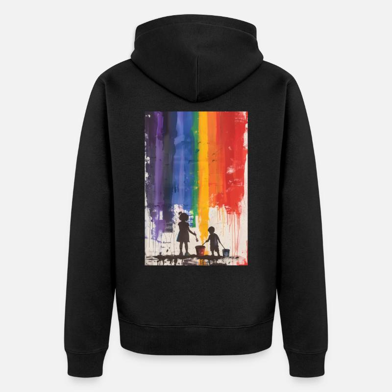 Farbenfroh - Unisex Premium Bio Zip Hoodie - Schwarz
