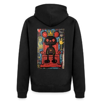 Schlechte Laune König - Unisex Premium Bio Zip Hoodie - Schwarz - Hinten - Nico (187cm)