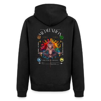 Meditation Monkey - Structure of Existence - Unisex Premium Bio Zip Hoodie - Schwarz - Hinten - Nico (187cm)