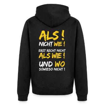 Grammatik Spruch Deutsch Lehrer Rechtschreibung - Unisex Premium Bio Zip Hoodie - Schwarz - Hinten - Nico (187cm)
