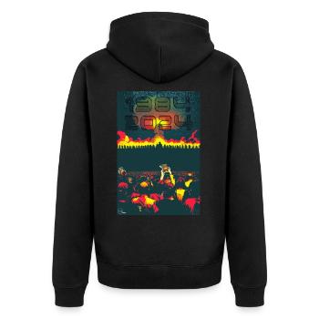 NUKE 3 von Yume Origins - Unisex Premium Bio Zip Hoodie - Schwarz - Hinten - Nico (187cm)