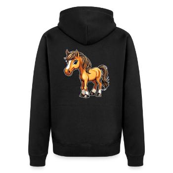 Mignon petit cheval avec blaze - Veste à capuche bio Premium Unisexe - noir - Dos - Nico (187cm)