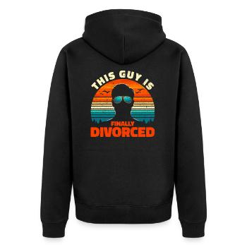 Endlich geschieden - Dieser Kerl ist frei! - Unisex Premium Bio Zip Hoodie - Schwarz - Hinten - Nico (187cm)