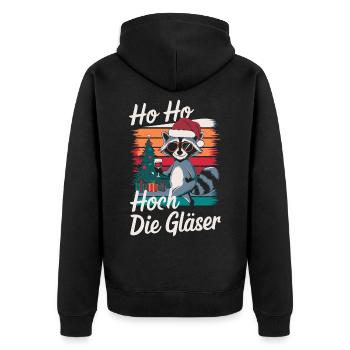 raton laveur Noël vin drôle de dicton - Veste à capuche bio Premium Unisexe - noir - Dos - Nico (187cm)