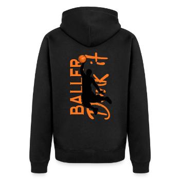 Basketball Slam Dunk - Unisex Premium Bio Zip Hoodie - Schwarz - Hinten - Nico (187cm)