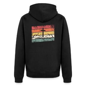 Jesus Christus - Christliches Shirt - Kreuz, Bibel - Unisex Premium Bio Zip Hoodie - Schwarz - Hinten - Nico (187cm)