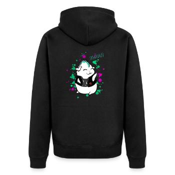 Meerschweinchen "Ignaz" der Rebell - Terravlogger - Unisex Premium Bio Zip Hoodie - Schwarz - Hinten - Nico (187cm)