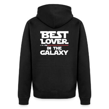 best lover in the galaxy - Unisex Premium Organic Zip Hoodie - black - Back - Nico (187cm)