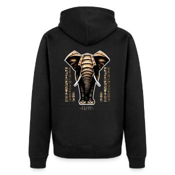 Illustration astucieuse éléphants avec hiéroglyphes - Veste à capuche bio Premium Unisexe - noir - Dos - Nico (187cm)