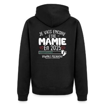 Je Vais Encore être Mamie En 2025 - Veste à capuche bio Premium Unisexe - noir - Dos - Nico (187cm)